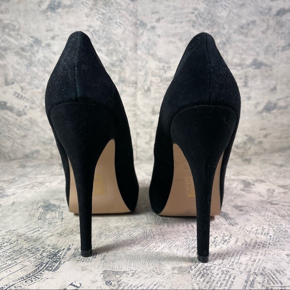 Dolce Vita Black Suede Pumps with Gold Bow Platforms - Picture 5 of 12